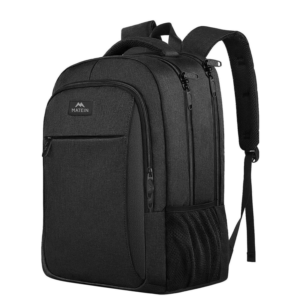 MATEIN 15.6” Laptop Backpack Water Resistant Travel Work Bag Black